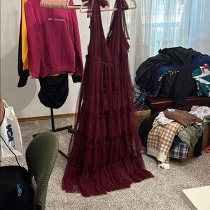 ARULA Burgundy Layered Wedding Dress